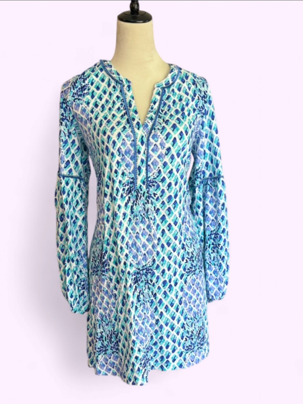 Lilly Pulitzer Blue White Joy Dress Size Large
